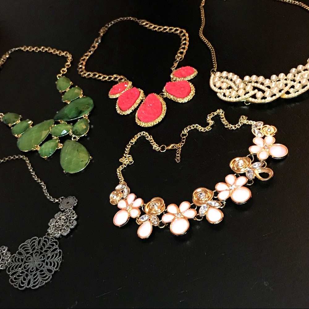 SET 5 Statement Choker Beaded Collar Necklaces
